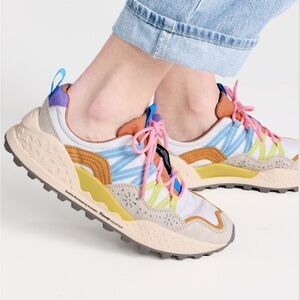 Flower Mountain Washi Sneakers in Beige/ White/ Multi. 

US 6.5, EU 37.